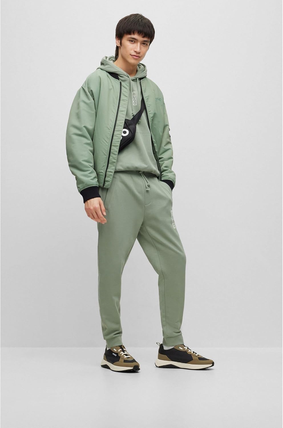 HUGO Herren Diushi Relaxed-Fit Hoodie aus Baumwolle mit Marker-Logos M Light/Pastel Green330, M Ligh