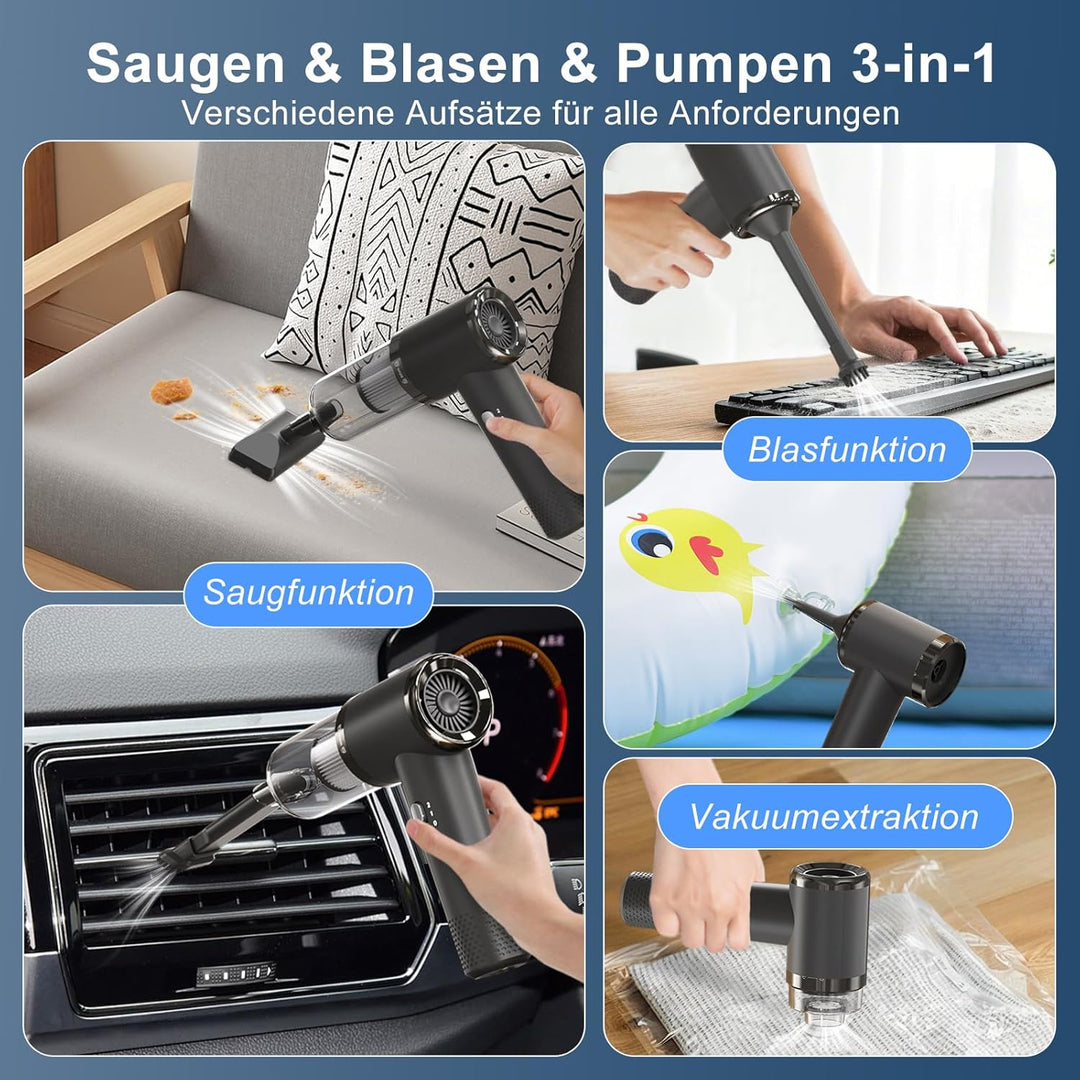 Handstaubsauger Akku, 22000Pa Mini Staubsauger Auto mit 25–35 Minuten, 4 in 1 Autostaubsauger Kabell