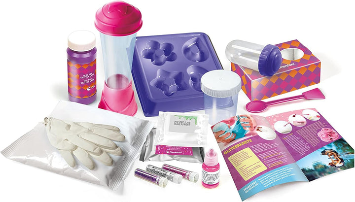 Clementoni Galileo Fun – Glitter-Labor, Basteln & Experimentieren mit Glitzer, Kreide/Schleim/Modell
