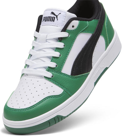 PUMA Unisex Kinder Rebound V6 Lo Jr Sneaker 38 EU Puma White Puma Black Archive Green, 38 EU Puma Wh