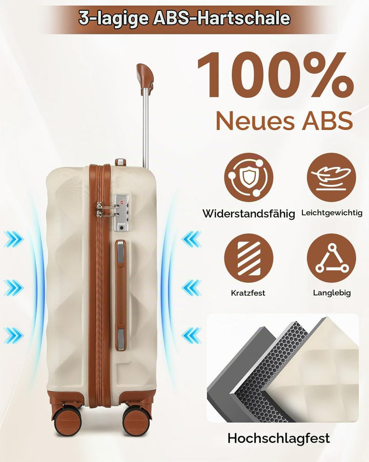 Sea choice Handgepäck Koffer Trolley ABS Leicht Reisekoffer Hardschale 4 Rollen und TSA Schloss Mit