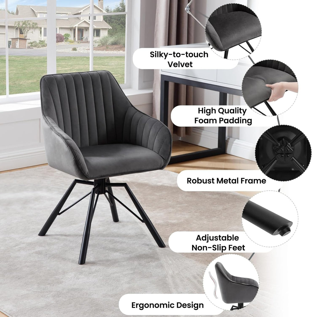 WOLTU Esszimmerstühle drehbar 2er Set, Samt Stuhl Esszimmer, Sessel Wohnzimmer, Drehstuhl, Küchenstu