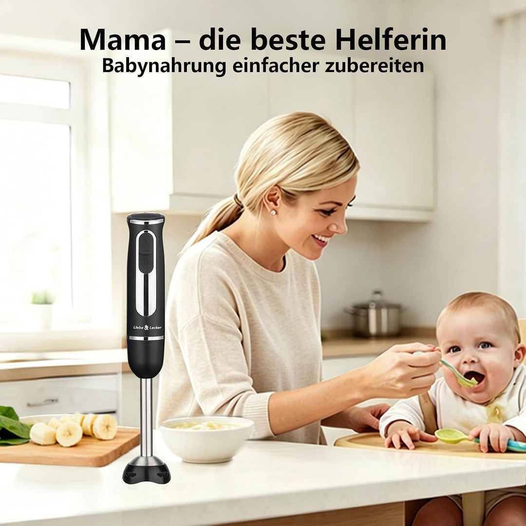 Liebe&amp;Lecker Stabmixer 400W Pürierstab, Hand Blender 2 Geschwindigkeiten | Stabmixer Edelstahl Mit K