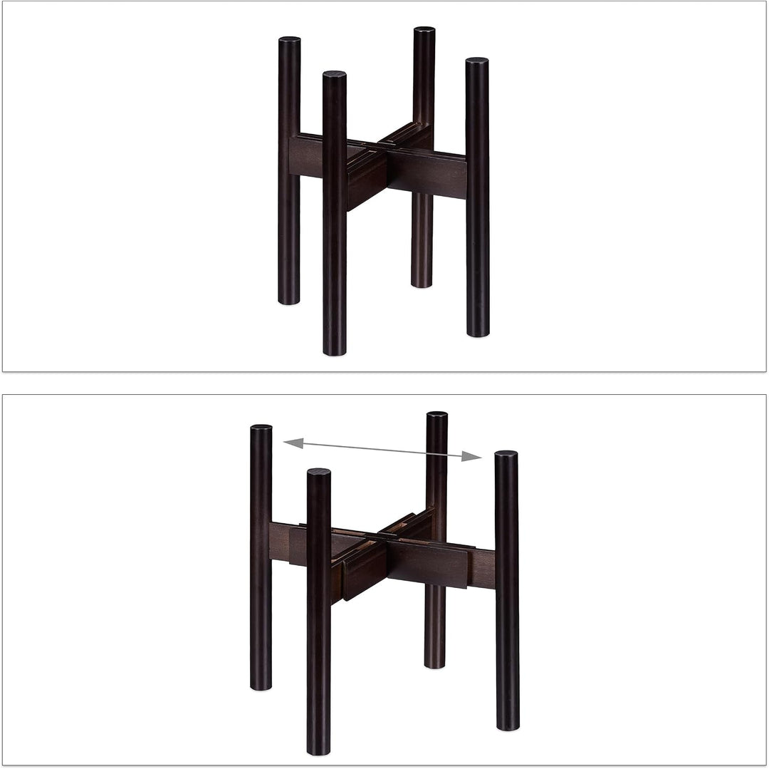 Relaxdays Blumenständer Bambus, individuell verstellbar, für Blumentöpfe bis 32 cm, Pflanzenständer,