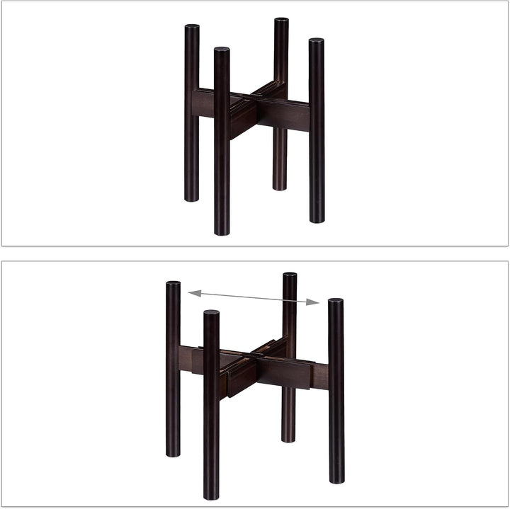 Relaxdays Blumenständer Bambus, individuell verstellbar, für Blumentöpfe bis 32 cm, Pflanzenständer,
