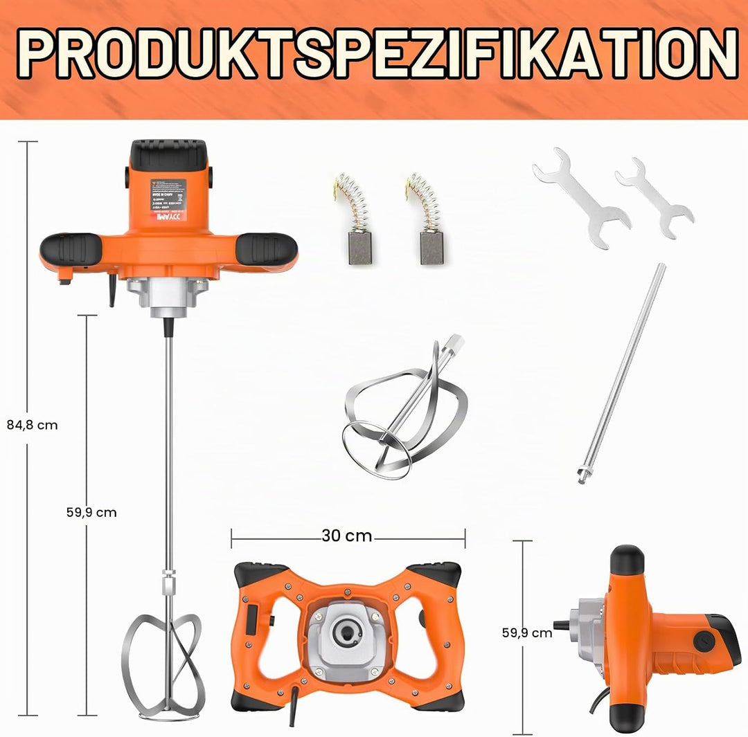 IMAYCC 2100W Rührwerk Mörtelrührer Elektrischer Beton Mischer Mörtelmischer M14 6 Geschwindigkeits R