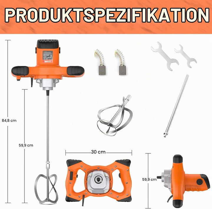 IMAYCC 2100W Rührwerk Mörtelrührer Elektrischer Beton Mischer Mörtelmischer M14 6 Geschwindigkeits R