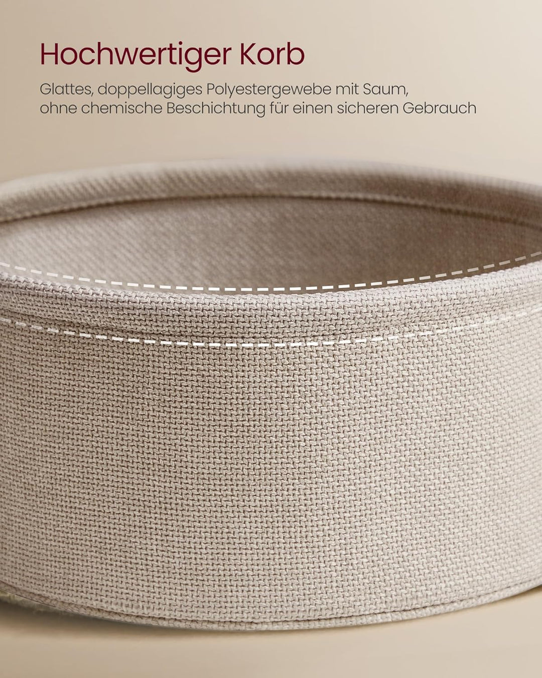 VASAGLE Beistelltisch rund, Kleiner Tisch, Couchtisch mit Steckdose, Wohnzimmertisch, Korb aus Stoff