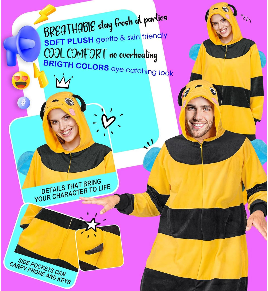 W WIDMANN MILANO Party Fashion - Tier Overall für Erwachsene, weicher Plüsch Jumpsuit mit Kapuze, Ti