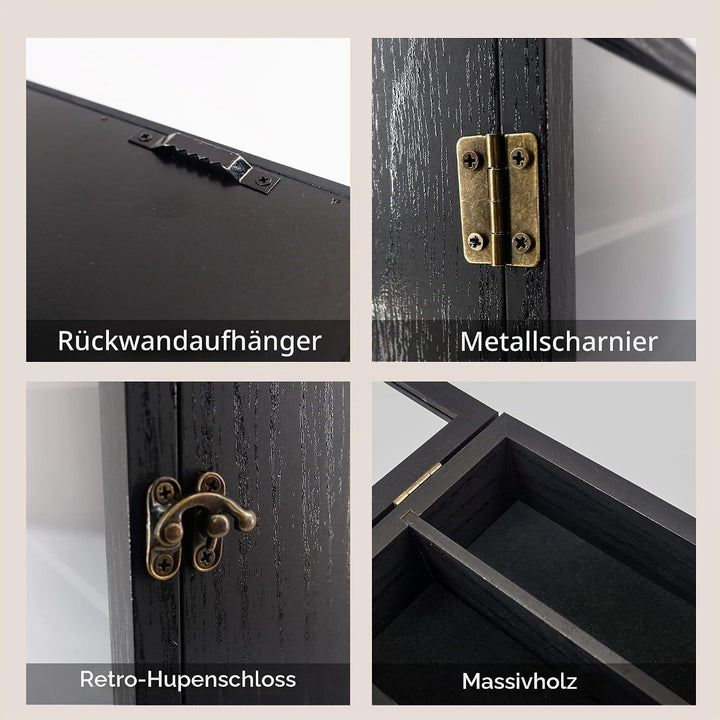 FramePro Grosse Schattenbox Vitrine Rahmen mit Glasfenstertür 3D Bilderrahmen Erinnerungsstücke Meda