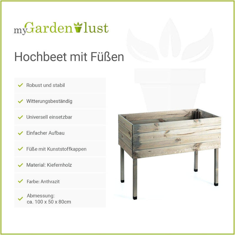 myGardenlust Hochbeet aus Holz - Kräuterbeet für Garten Terrasse Balkon - Pflanzkübel als Gemüse Bee