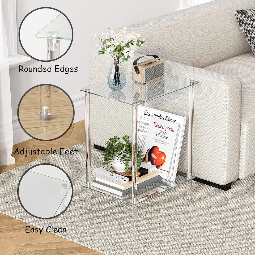 Kleiner Beistelltisch Glas 2er Set ET008TR Transparent 2er set, Transparent 2er set