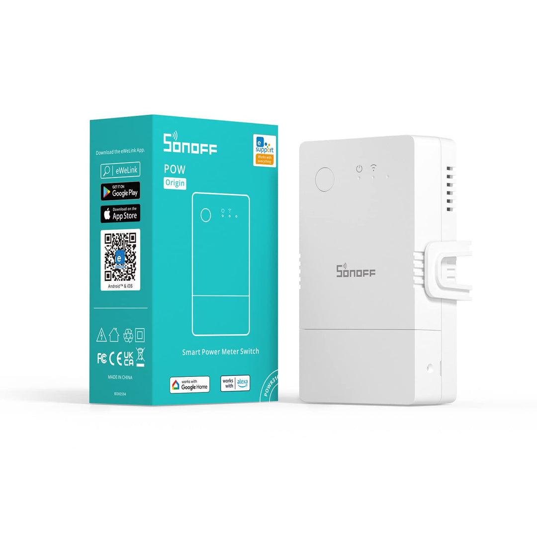 SONOFF Stromzähler Hutschiene Wlan 1 Phasen, Smart Energiezähler mit Stromverbrauchsmessung und Über