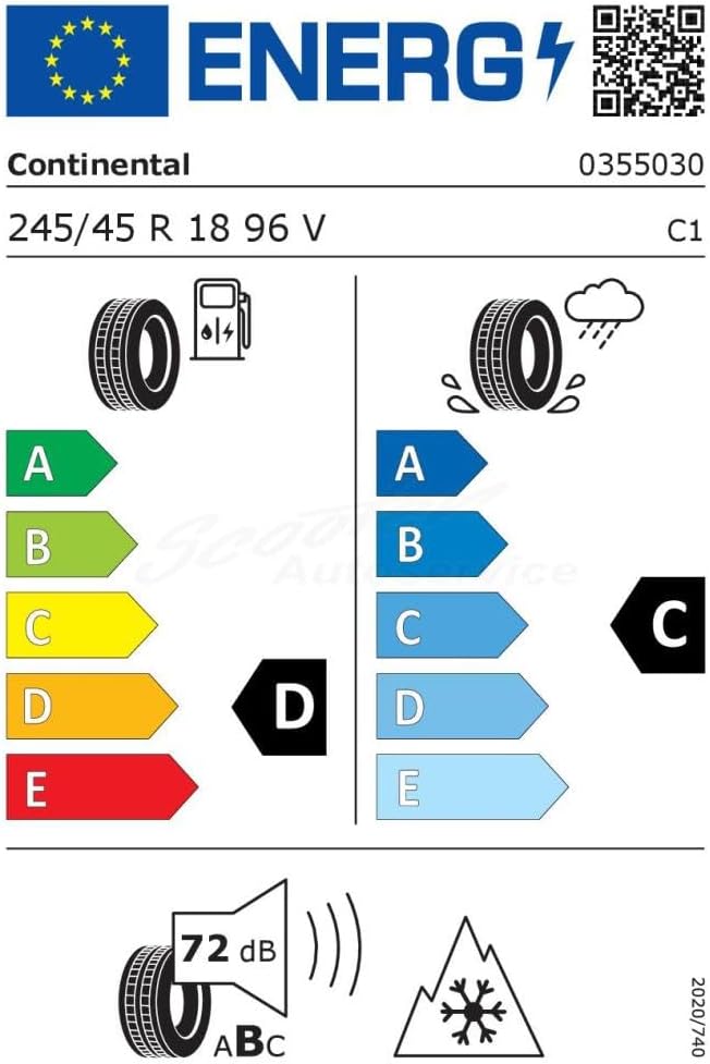 Continental 240219 - 245/45/R18 96V - E/C/72dB - Winterreifen PKW 245/45R18 96V - FR/M+S/3PMSF (2),