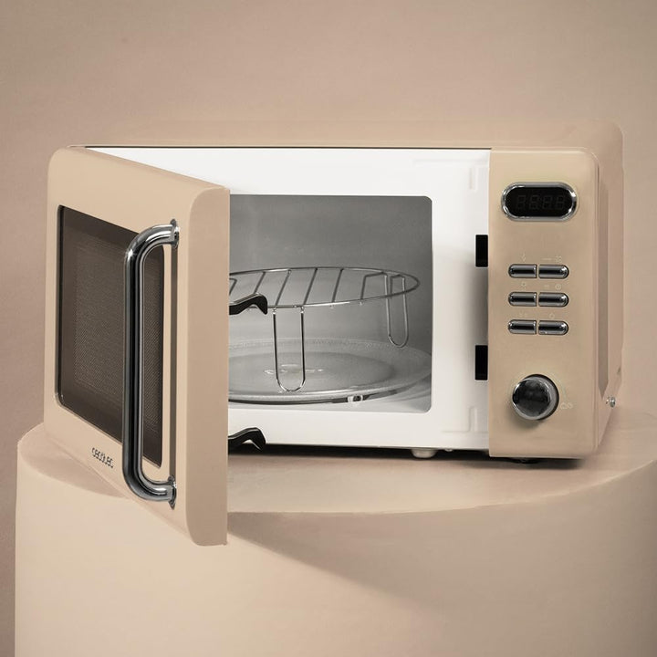 Cecotec Digitale Mikrowelle mit Grill Proclean 5110, 20 l, Retro-Beige, 700 W in 5 Stufen, Timer bis