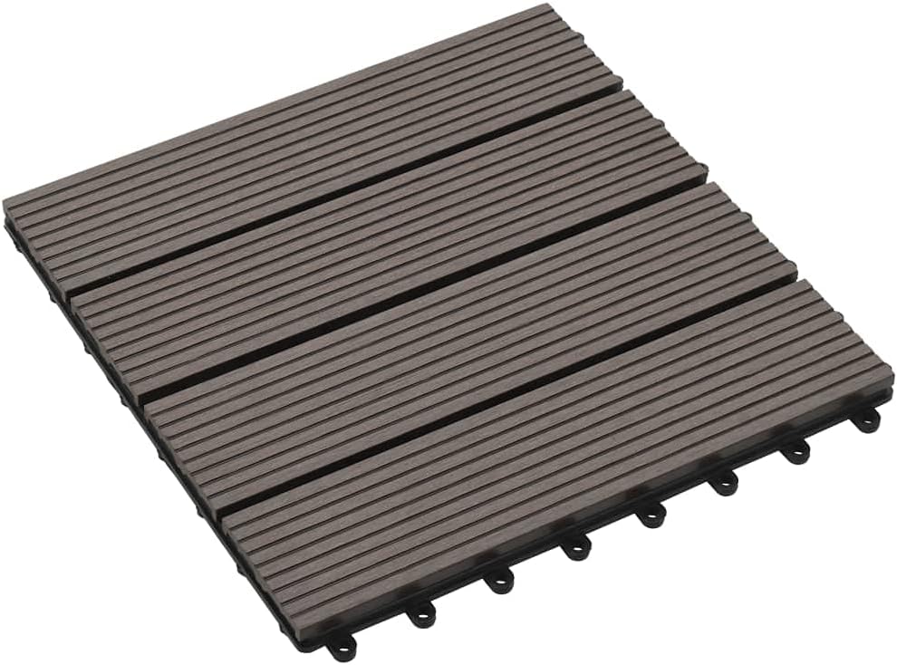 Gecheer 11 Stück Terrassenfliesen WPC Fliesen Balkon Bodenbelag Gartenfliese Balkonfliese Klickflies