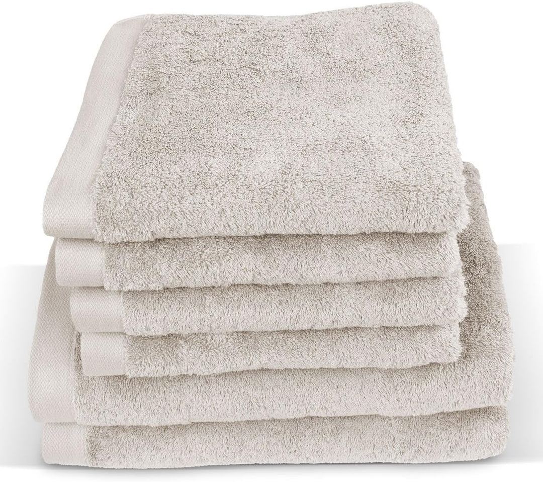 herzbach home Premium Handtücher-Set 100% Baumwolle - weich & saugstark - Sandgrau Sandgrau 2 Duscht