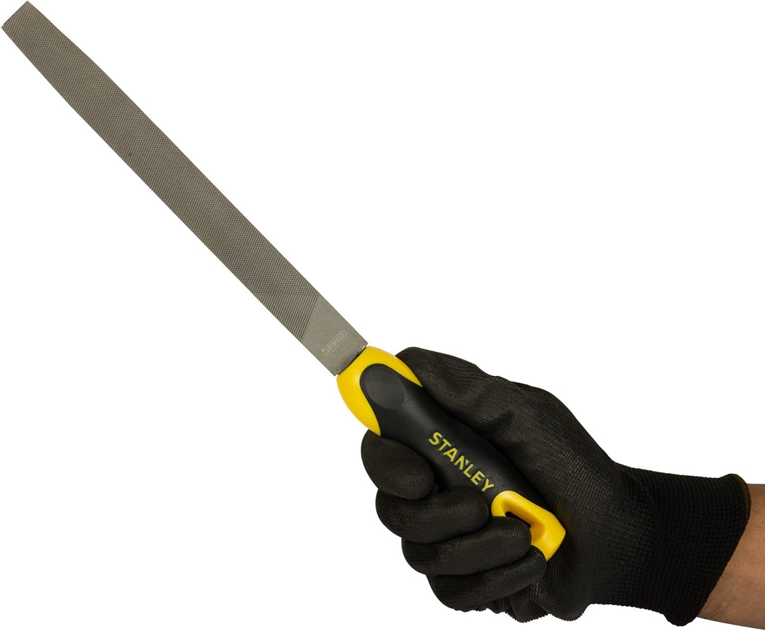 Stanley Halbrundfeile, Hieb 1, 200mm Länge, Karbon-Stahl, ergonomischer Bi-Material Handgriff, Griff