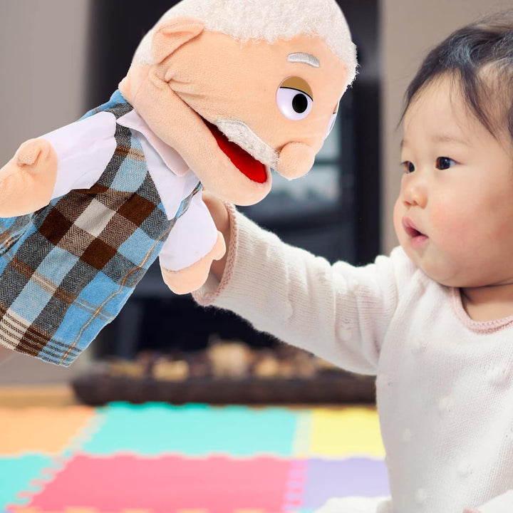 Toddmomy Kreative Handpuppe Opa Mit Beweglichem Mund Lebensartiges Handspielzeug Für Kinder Plüsch H