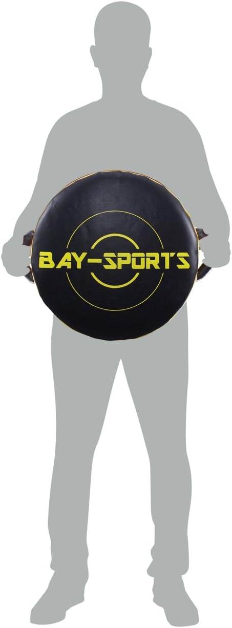 BAY® "UFO RUND 45 x 45 x 20 cm - SEHR STABIL- schwarz/gelb Leder PU Schlagpolster, Schlagkissen, Pra