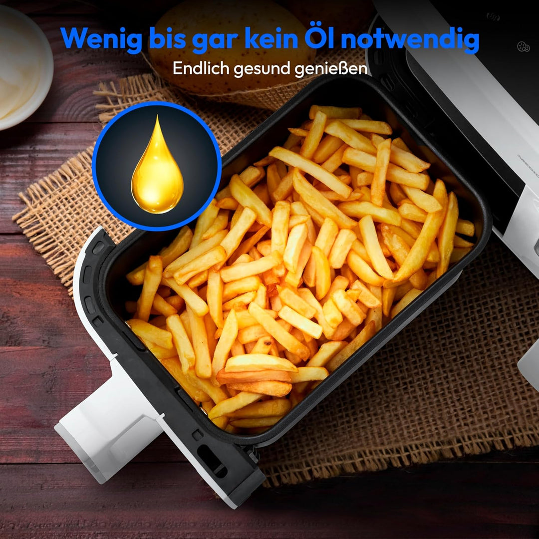 MEDION P20 XXL Heissluftfritteuse mit 2 Kammern (8,7 Liter, Airfryer, 2.600 Watt, Doppelkammer, 10 A