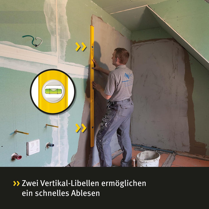 STABILA Wasserwaage Type 80 AS-2, 90 cm, verstärktes Alu-Profil, 1 Horizontal-Libelle, 2 Vertikal-Li
