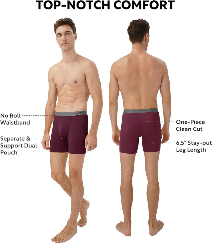 Separatec Herren Boxershorts, Herren Unterhosen aus Bambus-Viskose, atmungsaktiv und weich, Doppelbe