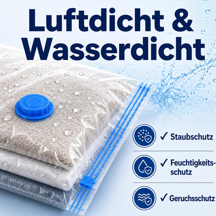 Vakuumbeutel mit Pumpe – 6er Set XXL 100x80 cm, elektrische Vakuumpumpe für Kleidung & Bettdecken |