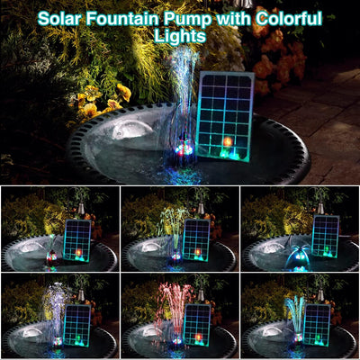 SZMP Solar Springbrunnen für aussen 2023 Upgraded,3.5W Solar Teichpumpe mit 8 DIY Effekte,16.4ft Net