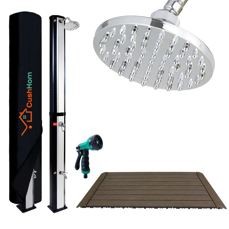 CCLIFE Solardusche 35L mit Bodenplatte und Handbrause Solar Gartendusche Pooldusche Regendusche Auss