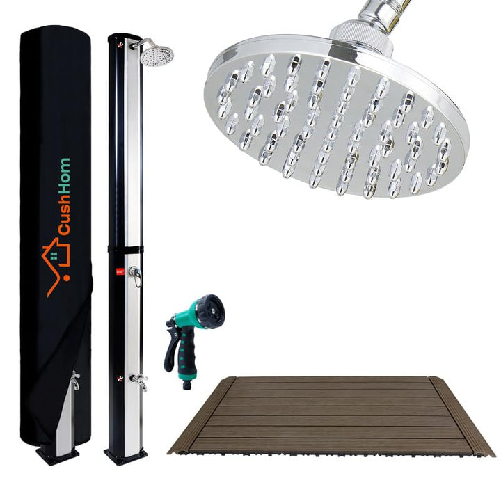 CCLIFE Solardusche 35L mit Bodenplatte und Handbrause Solar Gartendusche Pooldusche Regendusche Auss
