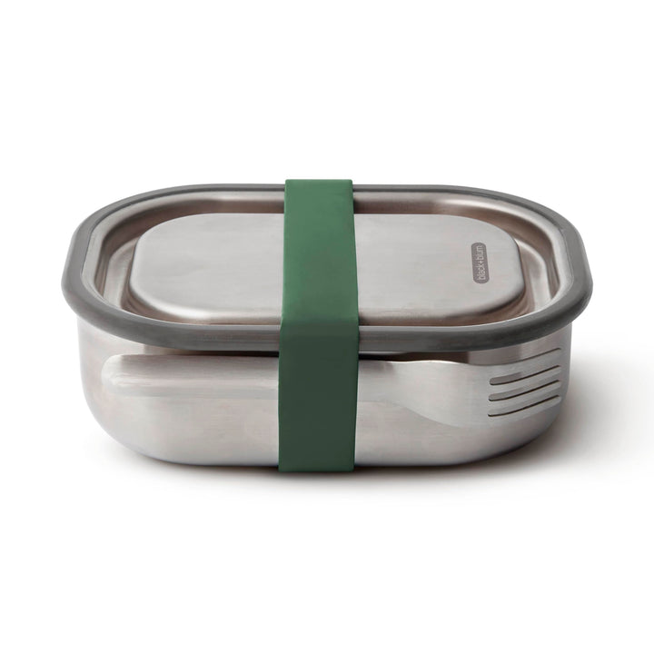 black+blum Lunchbox Edelstahl 600ml | Olive | 3-in-1 | Vakuumverschluss- 100% auslaufsicher | inkl.
