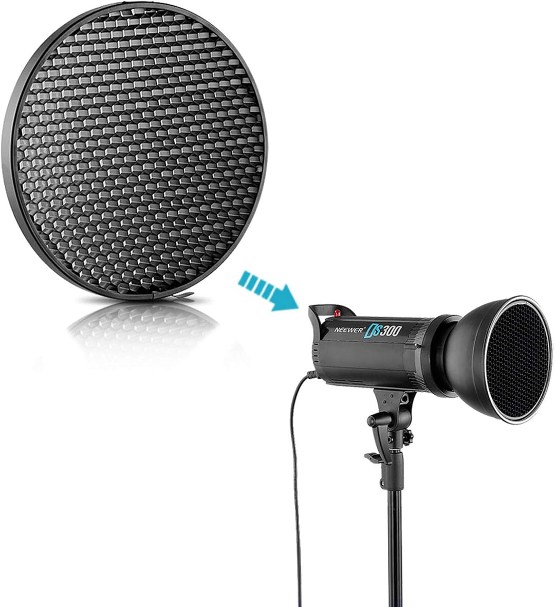 NEEWER 7Zoll/18cm Standard Reflektor Diffusor mit 10/30/50 Grad Wabengitter für Bowens Mount Studiol