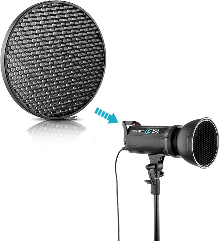 NEEWER 7Zoll/18cm Standard Reflektor Diffusor mit 10/30/50 Grad Wabengitter für Bowens Mount Studiol