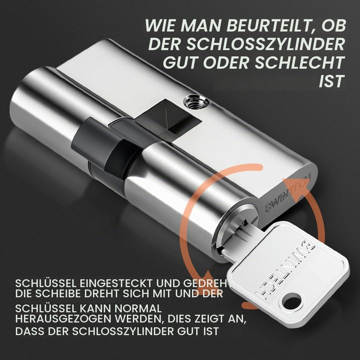 Bwintech 1 Stück 40/50mm Euro Messingzylinder, 90mm Schlüssel/Schlüssel zylinderschloss Mit 5 Horizo