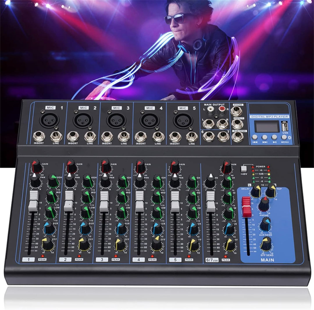 7 Kanal Professionelle DJ Controller Bluetooth Audio Mixer USB/MP3/Bluetooth Bühnen Live Mischpult 6