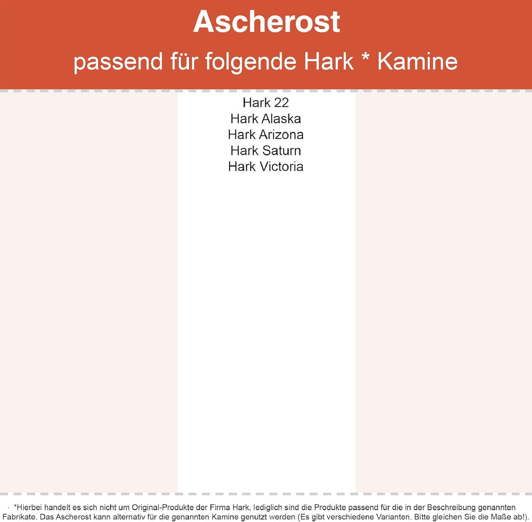 Kaminrost/Ascherost Rund Ø 198 x 10 mm passend für Hark ** Kaminöfen inkl. Modellübersicht - Aschero