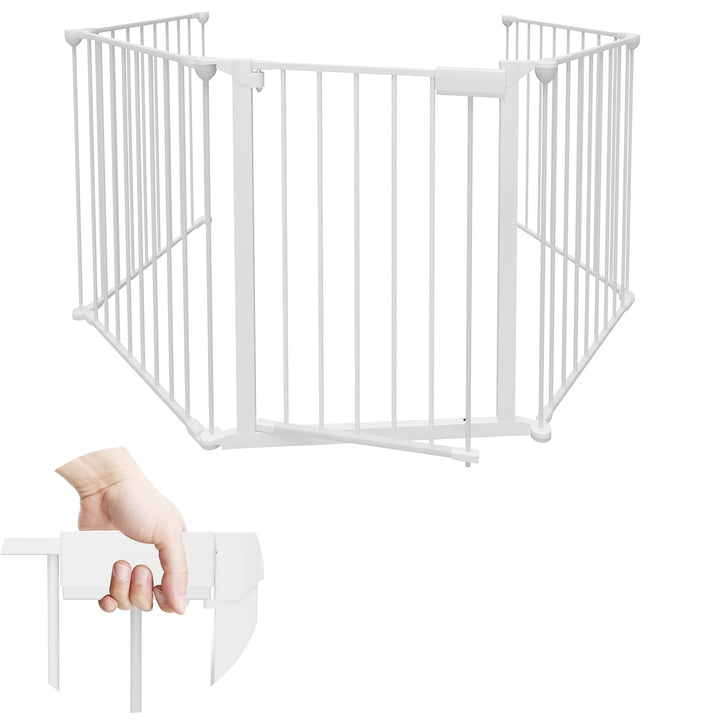 Eulenke Kaminschutzgitter mit Tür Metall 310cm Absperrgitter für Kinder, Ofenschutzgitter Laufstall