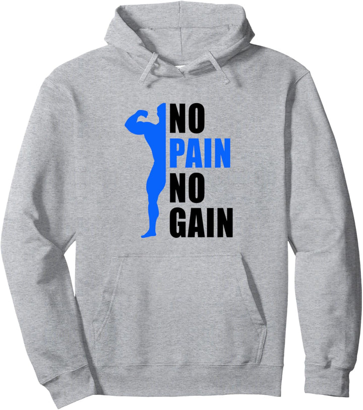 No Pain No Gain Gym Training Sports Fitness Muskelaufbau Pullover Hoodie