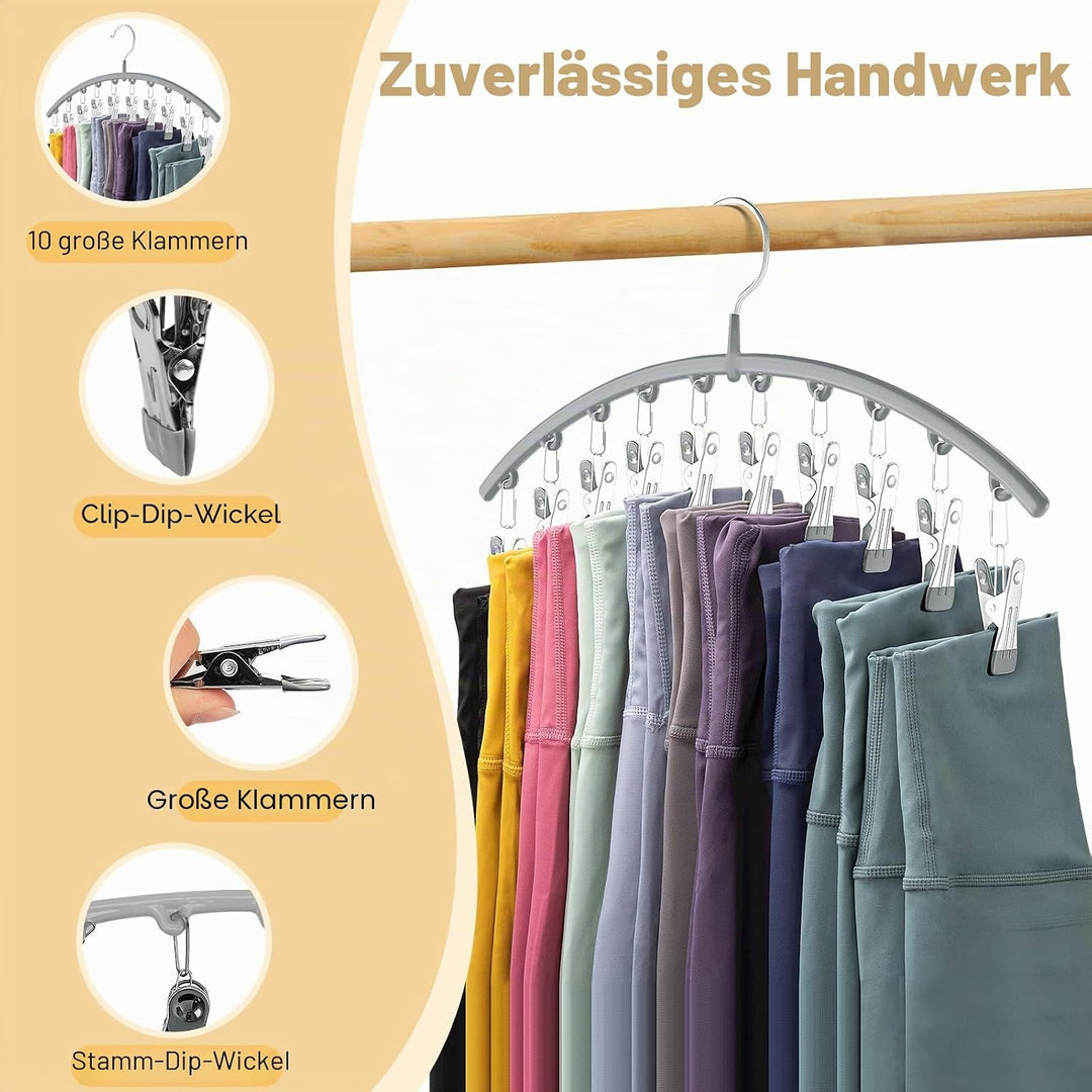 Volnamal Legging-Organizer, Metall-Yogahosenbügel mit Gummibeschichtung, 4 Stück, 10 Clips für 40 Le