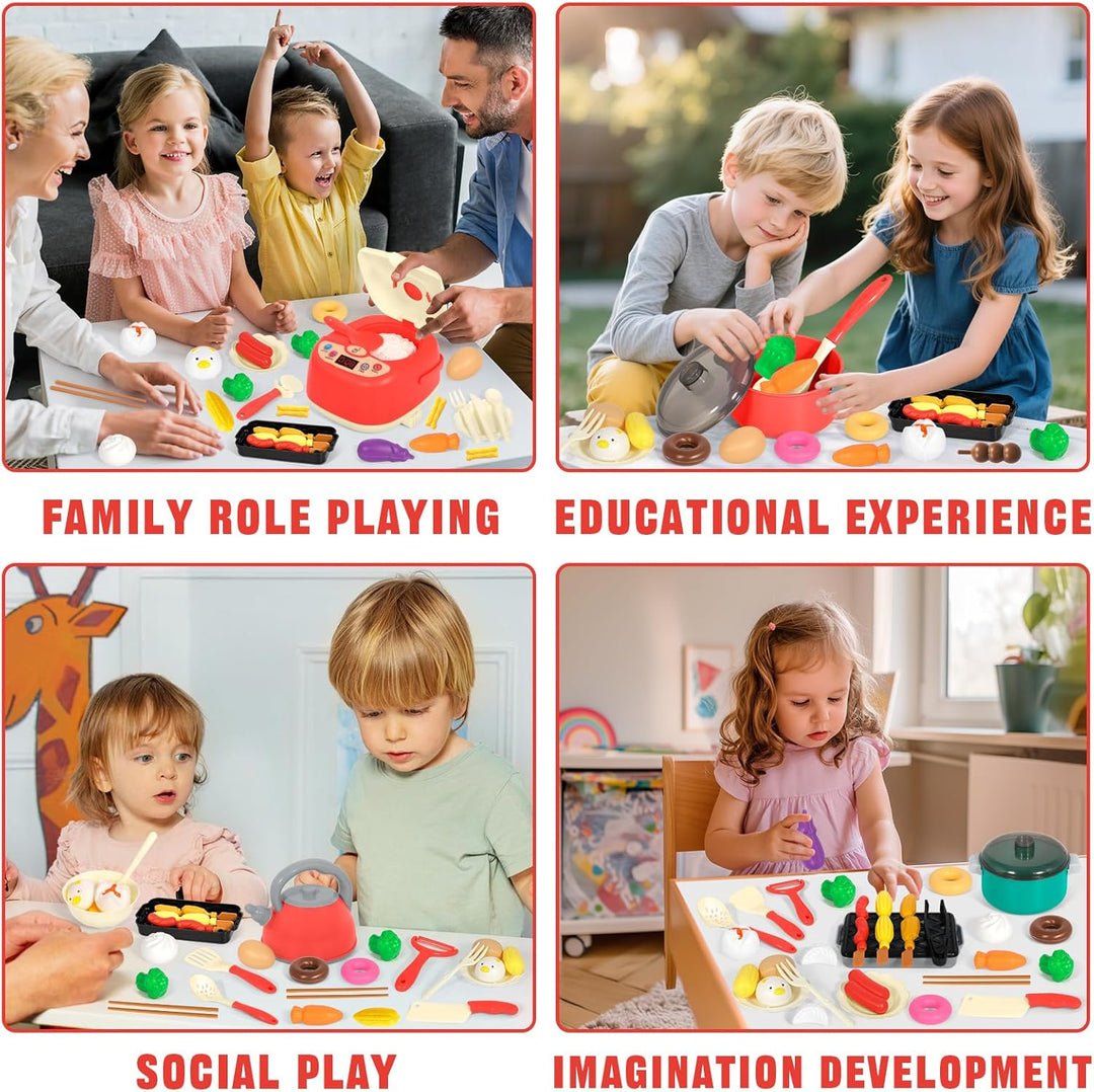 68 Pcs Komplettset für Kinderküchenzubehör, Küchen Rollenspiel Spielzeug, Küchenspielzeug mit Töpfen