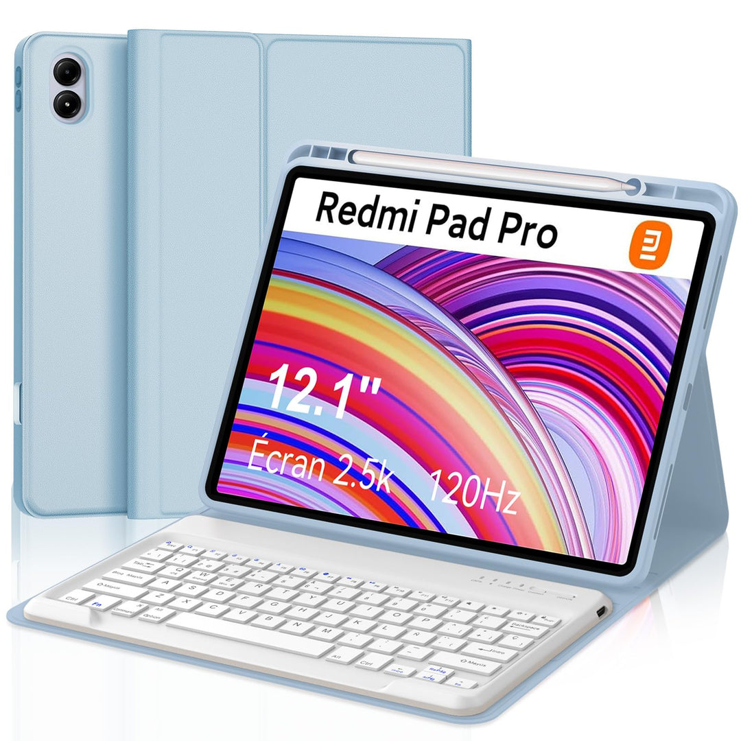 Tastatur für Redmi Pad Pro 12.1 | Schutzhülle Redmi Pad Pro mit Tastatur 2024 [Spanisch Ñ], kabellos