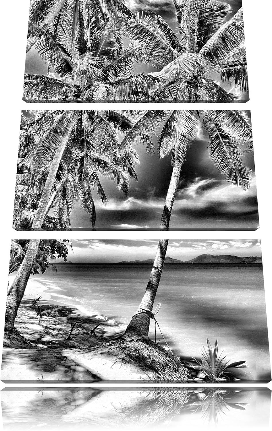 Pixxprint Palmen Traumstrand als Leinwandbild/Grösse: 3 Teilig (120x80) cm/Wandbild/Kunstdruck/ferti