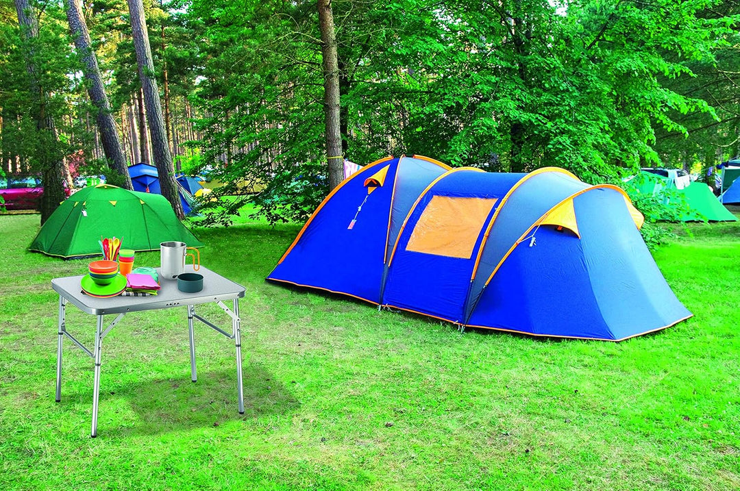 Camp Active Klapptisch - Höhenverstellbare Tischfüsse - Ultraleicht aus Aluminium - 75x55x60cm Silbe