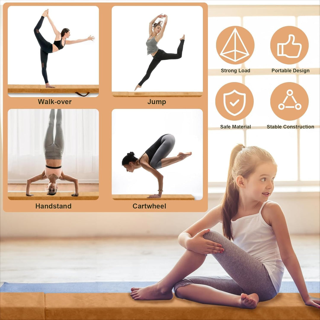 FBSPORT Schwebebalken, Faltender Schwebebalken Kinder, Gymnastik Balance Balken,Beflockungsschicht B