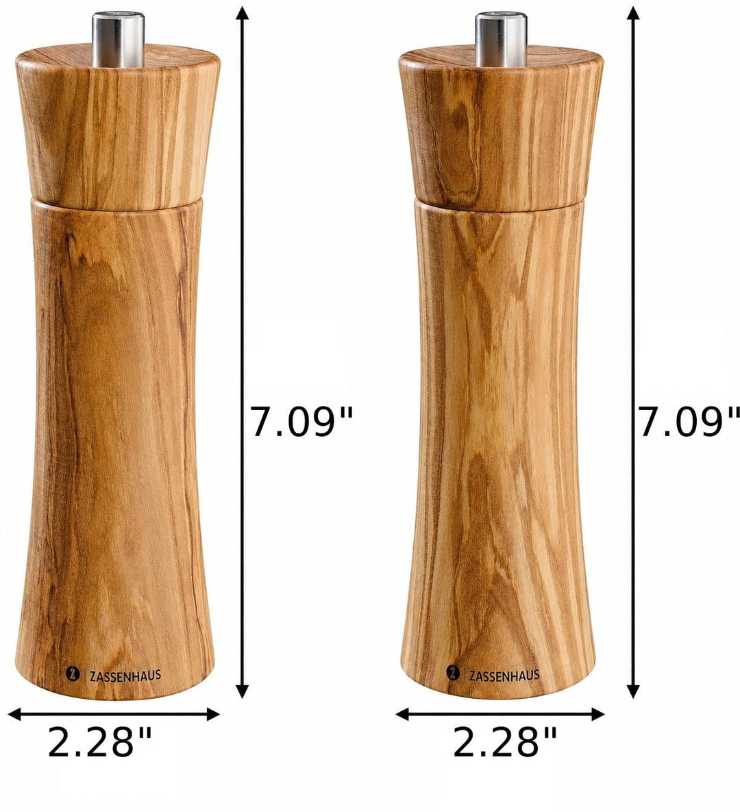Zassenhaus 0000023046 Mühlen-Set Frankfurt, Olivenholz, braun, 6.2 x 22.4 x 25.8 cm