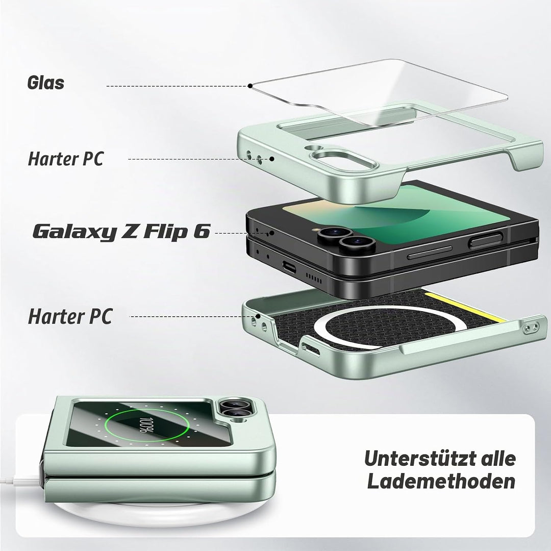 Doeshine für Samsung Galaxy Z Flip 7 FE/Z Flip 6 Hülle Mag Safe, Displayschutzfolie, Ultra Dünn, Lig