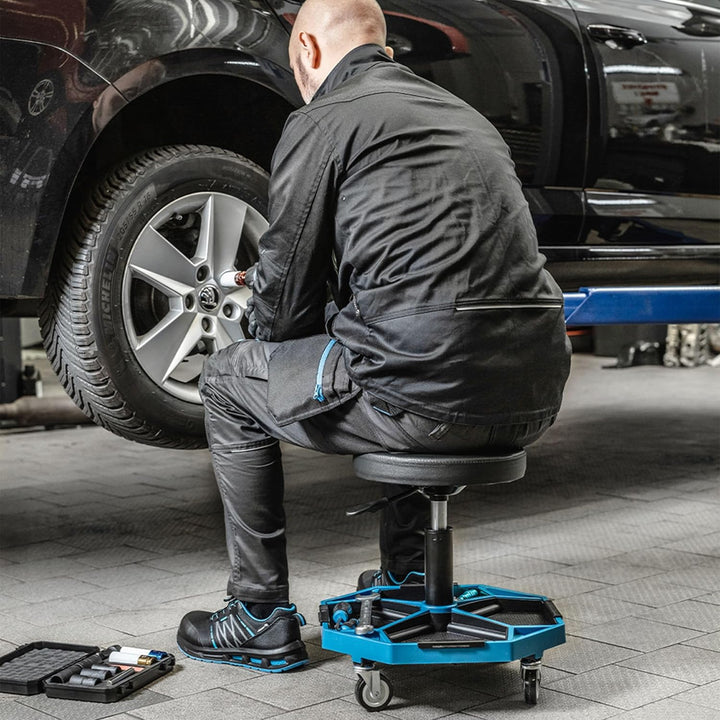 Högert Technik - Verstellbarer Werkstatthocker | Teleskopischer Werkstattsitz | Höhenverstellung | R