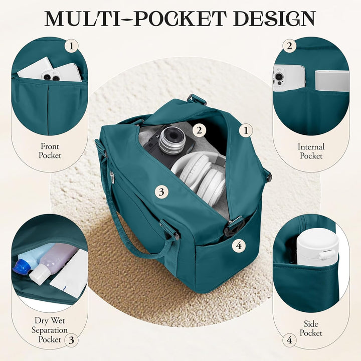 SEAFEW Reisetasche 24L, 40x30x20 Ryanair Handgepäck Tasche für Flugzeug Weekender Sporttasche Damen