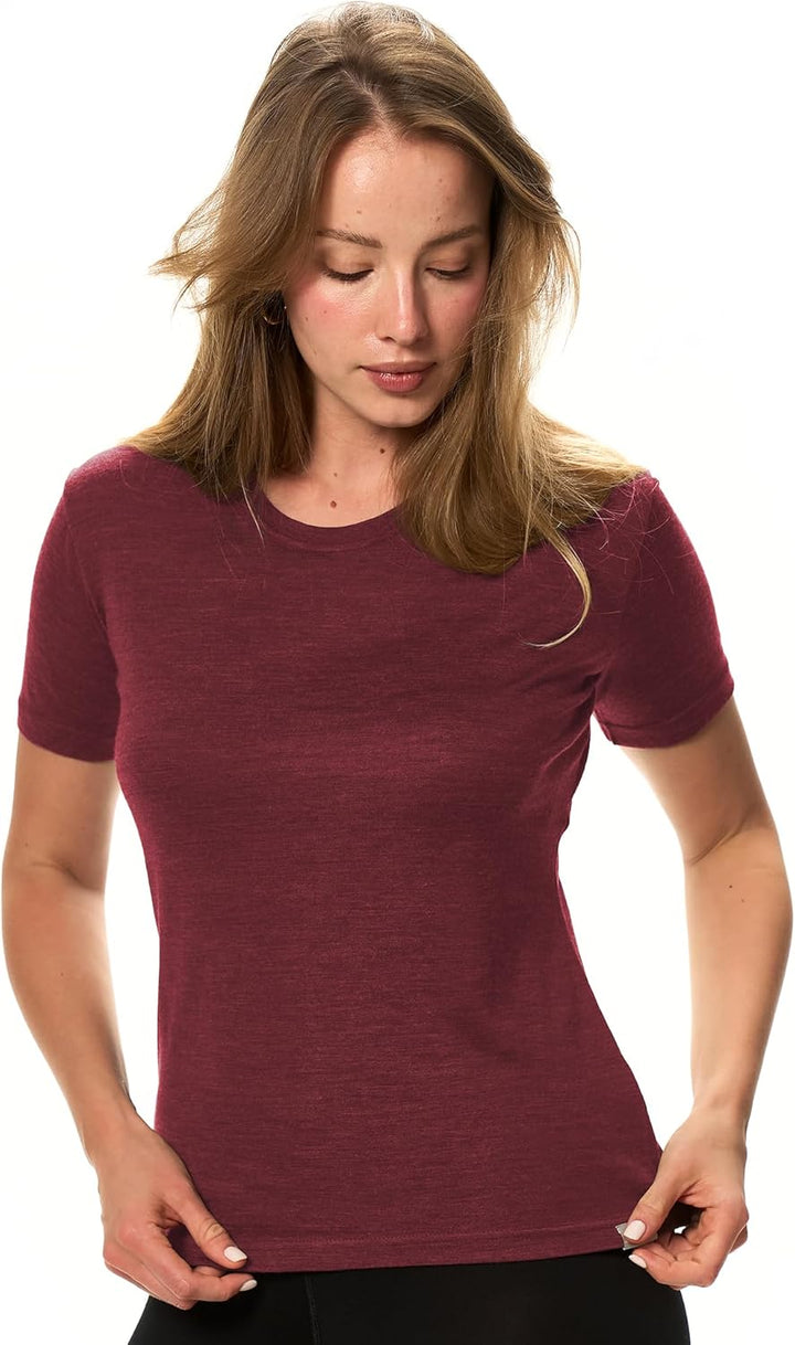 Merino.tech 100% Merino Shirt Damen Wandern - Merinowolle Tshirt Damen Kurzarm - Sport Thermo Unterh